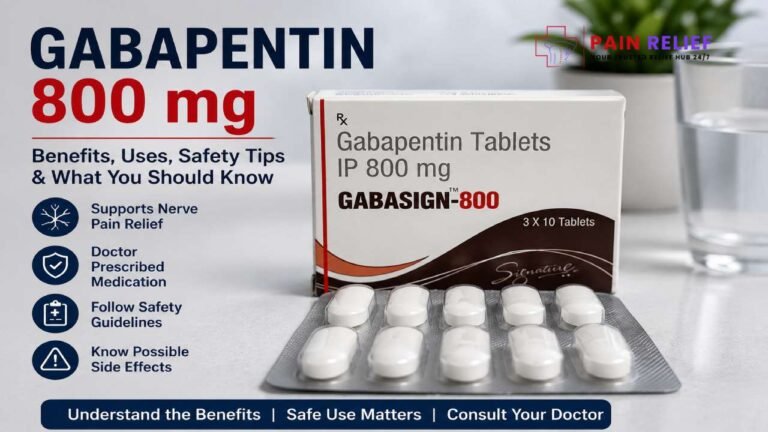 Gabapentin 800 mg tablets in blister pack with Gabasign 800 box